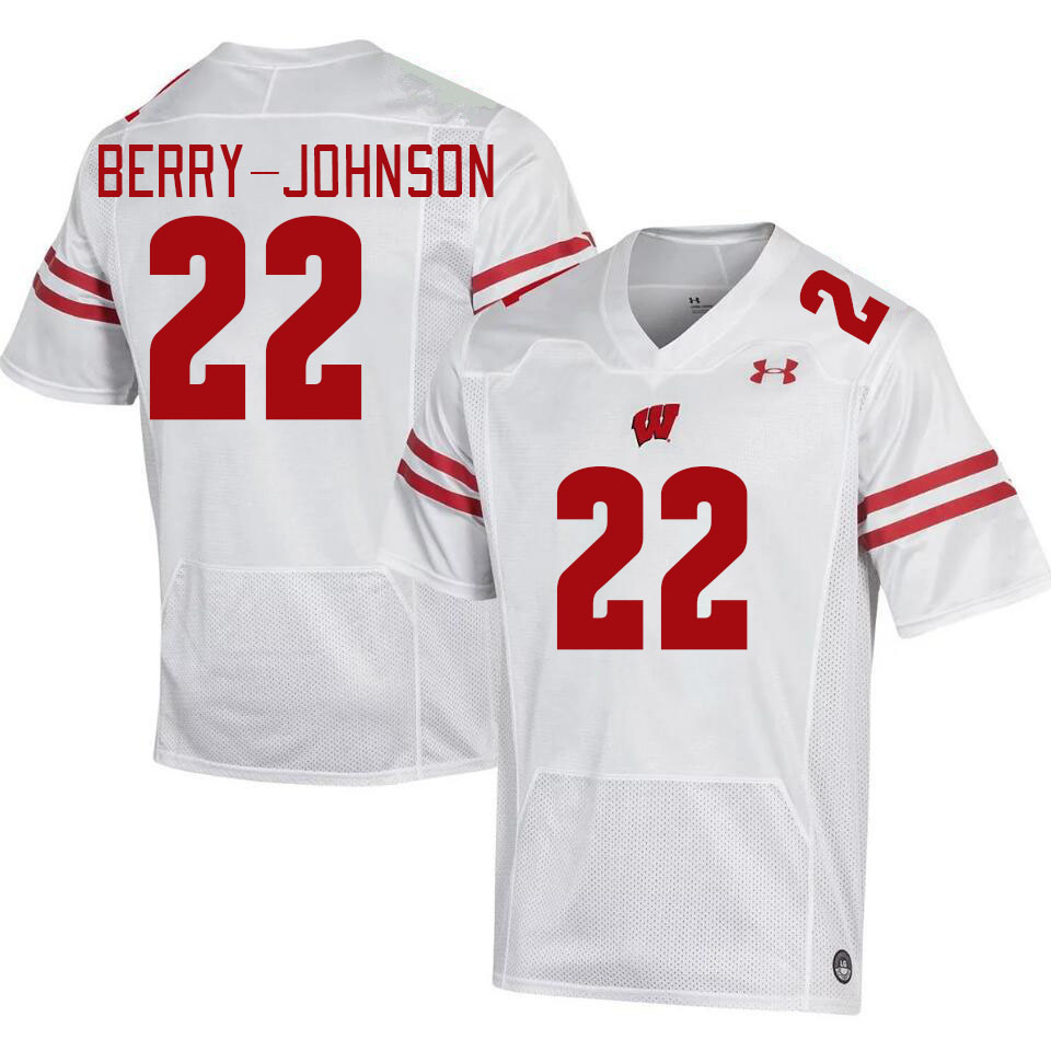 Men #22 Kyan Berry-Johnson Wisconsin Badgers College Football Jerseys Stitched-White